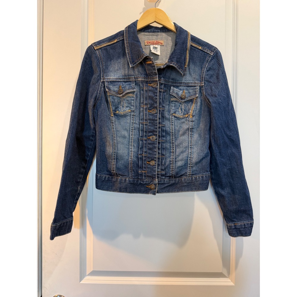 Paris Blues Denim Jacket Medium Wash Y2K Embroidered EB314421 Mens M
